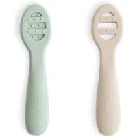 Mushie Lepels Eerste Voeding Siliconen Cambridge Blue/Shifting Sand 2st