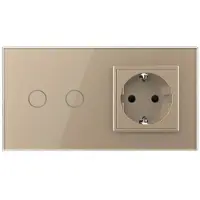 Livolo Goud 2+SR Aan/Uit Slimme schakelaar met wandcontactdoos