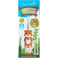 Brush-Baby | Electrische Oplaadbare Kindertandenborstel | WildOnes | Toby de Tijger | 0 - 10 jaar | 3 opzetborstels | 2 poetsstanden | Timer & Pulse | Disco licht | Zuignapvoet |