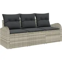 vidaXL Tuinbank Set 3 st Lichtgrijs Poly rattan