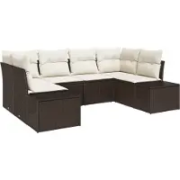 vidaXL Tuinbank Set 6 st 6-Aantal zitplaatsen Bruin en Crème
