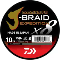 Daiwa Coating PE J-Braid Expedition X8 Braid Dark Green 150m - Maat : 0.16mm - 9.80 kilo