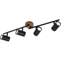 Briloner Leuchten WOOD & STYLE - plafondlamp - spots draaibaar - 4-lichts - GU10 - Materiaal: hout en Metaal - Kleur: zwart