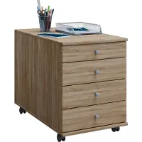 VCM Lona Ladekast voor kantoor , lade sectie, cassette op wielen met 4 lades Sonoma eiken decor.
