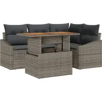 vidaXL Tuinbank Set 5 st Grijs Poly rattan