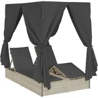 vidaXL Dubbele ligstoel Lichtgrijs poly rattan