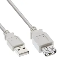 InLine - Rallonge de câble USB - USB (M) pour USB (F) - USB 2.0 - 50 cm - beige/gris