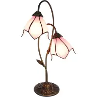LumiLamp Tiffany tafellamp 35x18x61 cm bruin kunststof glas tiffany