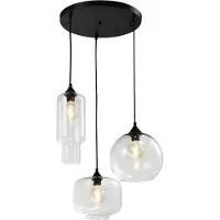 QUVIO Hanglamp retro - 3 lichtspunt - 3 verschillende glazen kappen - D 40 cm