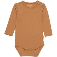 Minymo Romper l/s - Bamboe - Chipmunk - - 1 jaar (80) - Rompers Lange Mouw