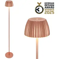 Briloner LED vloerlamp Brilo unplugged Riffle, koperkleurig dimbaar, koper, Woon-/ Eetkamer, metaal