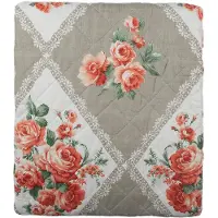 Clayre & Eef Bedsprei 240x260 cm roze katoen polyester rechthoek bloemen