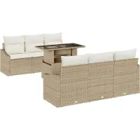 vidaXL Tuinbank Set 7 st Beige en Crème poly rattan