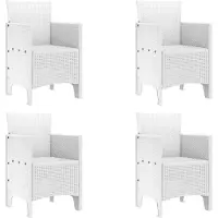 vidaXL Tuinstoel met kussen 4 pcs Wit 53 x 49 x 85 cm Polypropyleen