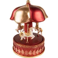 Clayre & Eef Muziekdoos draaimolen 16 cm polyresin kerstdecoratie beeld