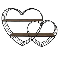 Clayre & Eef Wandrek harten 93x15x65 cm bruin ijzer hout muurrek