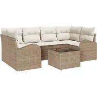 vidaXL - Tuinbank - Set - 7 - st - 6-Aantal - zitplaatsen - Beige - en - Crème