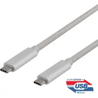 Deltaco USB-C cable DELTACO 1m, SuperSpeed, pint, USB 3.1 Gen 2, 10 Gbps, 100W, silver