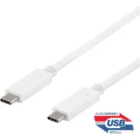 Deltaco USBC-1406 USB-C naar USB-C kabel - 10 Gbps / 100W 5A - 50cm - Wit