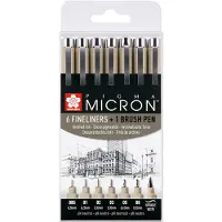 Sakura Pigma Micron Fineliner 6-set + 1 Brush Pen