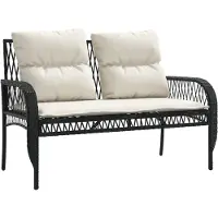vidaXL 4-delige Loungeset met kussens poly rattan zwart