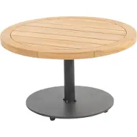 4 Seasons Outdoor Volta teak salontafel centrale poot antraciet 60 cm dia. H35 cm 4SO