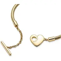 Pandora 14k Gold Moments Herz T-Verschluss Schlangen Gliederarmband