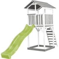 Axi Beach Tower Speeltoren Grijs/wit - Limoen groene glijbaan