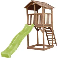 Axi Beach Tower Speeltoren Bruin - Limoen groene Glijbaan