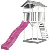 Axi Beach Tower Speeltoren Grijs/wit - Paarse glijbaan