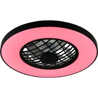 Reality Leuchten LED-ventilator Linköping stil CCT RGB afstandsbediening Luidspreker Linköping, dimbaar, zwart, Woon-/ Eetkamer, Kunststof, Modern