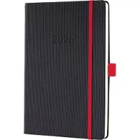 Sigel Weekkalender Conceptum 2026 C2608, A5, 192 pagina's, 1 jaar, elk 2 pagina's voor 1 week, PEFC papier/kunststof, rood-zwart