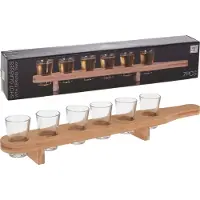 Kärkkäinen Bamboe shotglaasjes houder met 6 glazen - 45 cm - Shotglazen