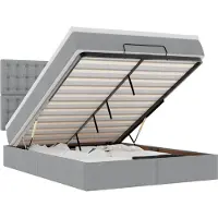 vidaXL Ottoman bed met matras 140x200cm stof lichtgrijs
