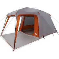vidaXL - Kampeertent - met - verandakoepel - 5persoons - waterdicht - grijs - oranje