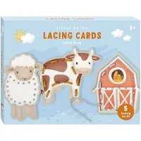 Little Dutch Rijgkaarten met 4 veters - Little Farm - 5 stuks - 9-delig - Peuter en kleuter speelgoed - Speelgoed kinderen - Voor meisjes en jongens - Vanaf 3 jaar