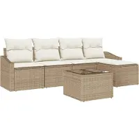 vidaXL Bankstel 6 st Beige en Crème poly rattan