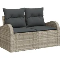 vidaXL Tuin Sofa met kussen Lichtgrijs 124 x 62 x 69cm poly rattan