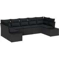 vidaXL Tuinset, 7-delig, 7 zitplaatsen, zwart, polyrotan