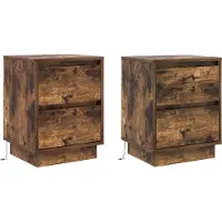 vidaXL Nachtkastje 2 st Rook Eiken 39 x 34,5 x 50 cm Bewerkt hout