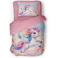 Eleganzzz Kinder Dekbedovertrek Micropercal Rainbow Unicorn - multi 140x200/220cm