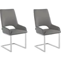Notio Living Irma-Eetkamerstoel - Set van 2 - Grijs PU