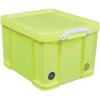 Really Useful Box opbergdoos 35 liter | neongeel met witte handvaten