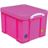 Really Useful Box opbergdoos 35 liter | neonroze met witte handvaten