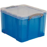 Really Useful Box opbergdoos, kunststof, met deksel, transparant blauw 35 l