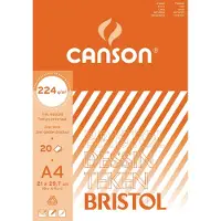 Canson tekenpapier Bristol, 224 g, ft 21 x 29,7 cm, A4, blok van 20 vel