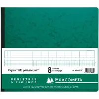 Exacompta Register 27x32cm - uitgesneden hoofd - 8 kolommen op 1 pagina - 28 lijnen - 80 blad - Geassorteerd - 16080E