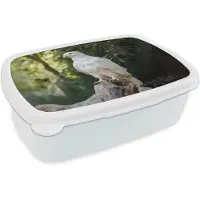MuchoWow Broodtrommel Wit - Lunchbox Arend - Hout - Wit - Planten - Brooddoos 18x12x6 cm - Brood lunch box - Broodtrommels voor kinderen en volwassenen