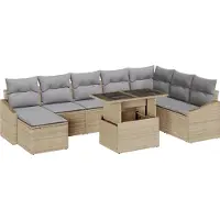 vidaXL Bankstel 9 st Beige en Lichtgrijs poly rattan