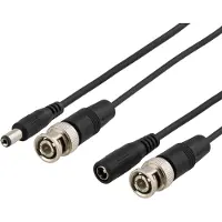 Deltaco MM-82H coaxkabel met BNC en stroom, BNC Mannelijk-Mannelijk, 2.1mm DC plug, 50m, zwart